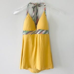 Eyeshadow Halter Tank Top Yellow L